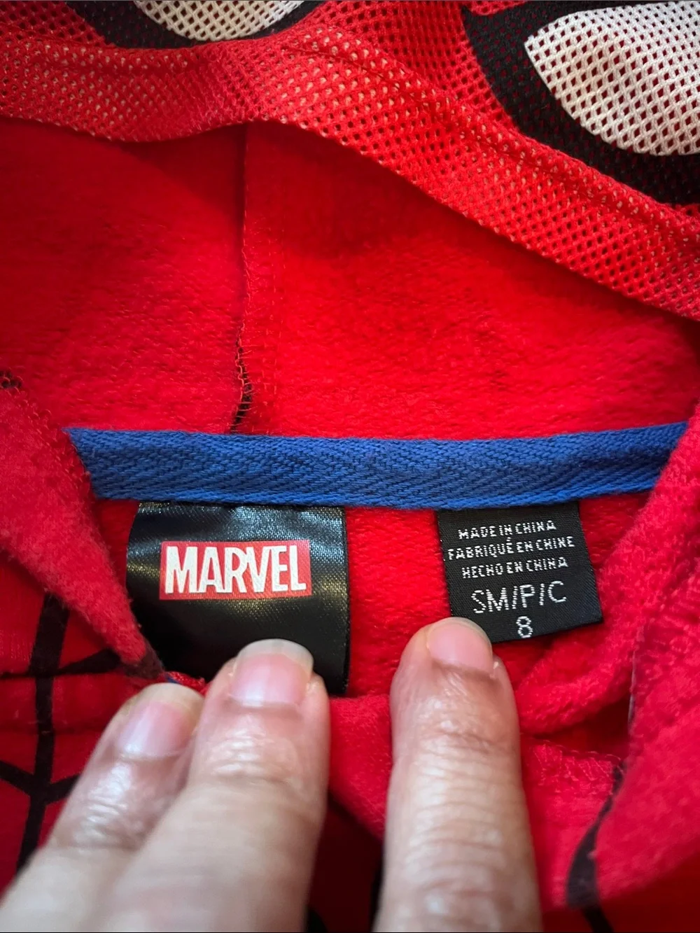 Marvel Red and Blue Spider-Man Hoodie jacked size 8
